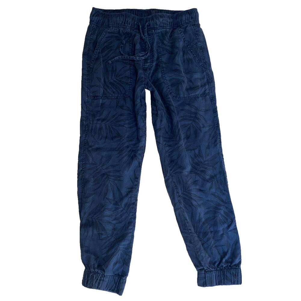 Orvis Womans Small Pants Jogger Pockets Blue Floral Comfort Waist